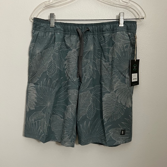 Linksoul Swim Linksoul Mens Hybrid Swim Shorts Storm Print Elastic Waist Pockets Med New